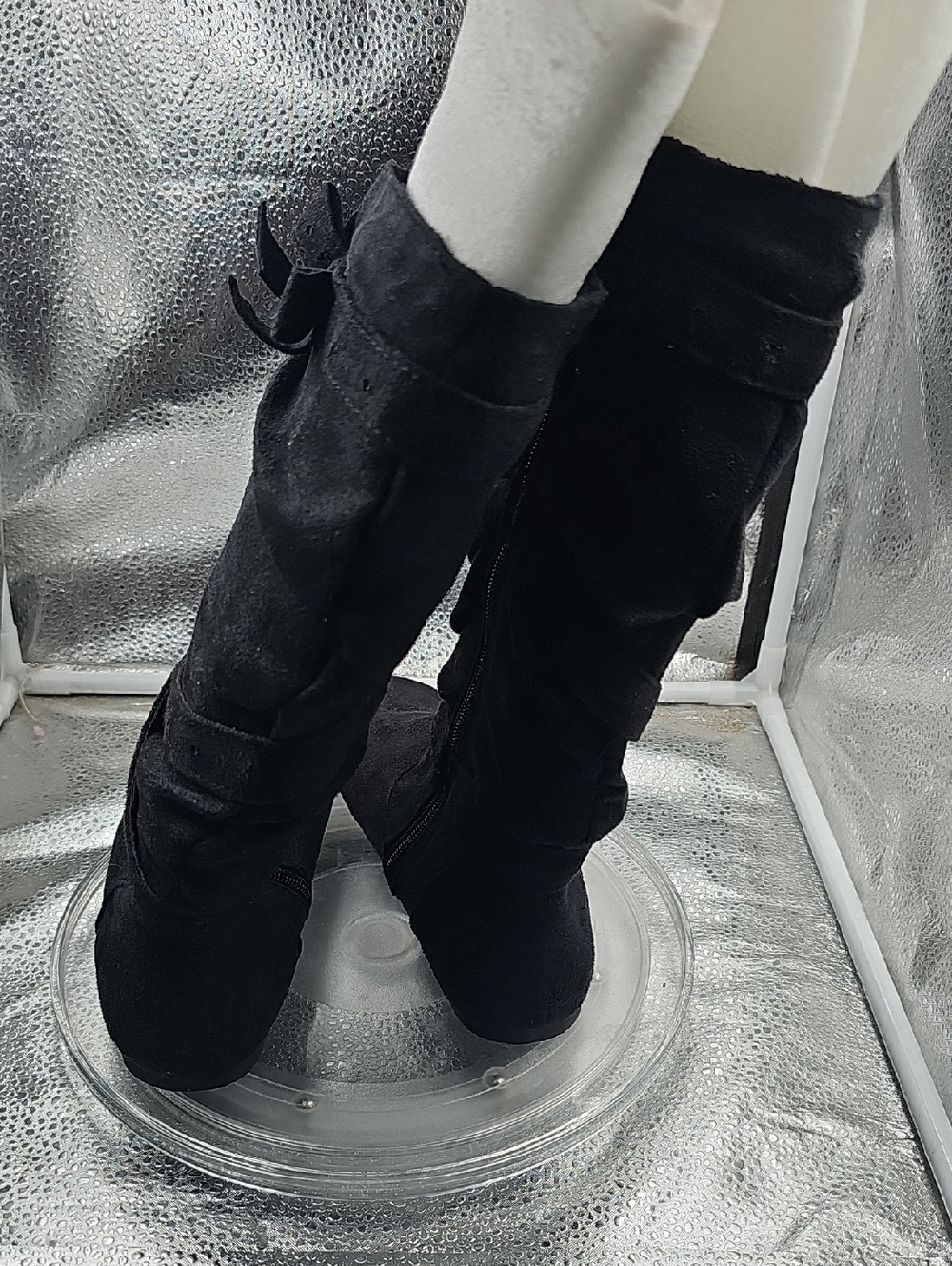 P Black Suede Calf Flat Soled Boots Bowes Sz 4 - Picture 3 of 5